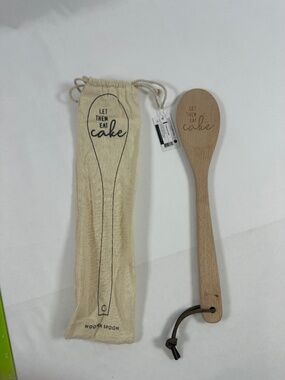Wooden Spoon  "Let Them Eat Cake"  with Storage/Gift Bag, NWT, 12.5 inches #2